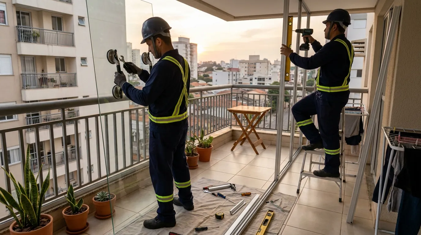 Envidraçamento de Sacada em Santo André‑SP